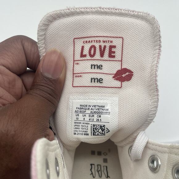 Converse Chuck Taylor All Star High Embroidered Hearts Cherry Blossom W Size 10 - Picture 9 of 9